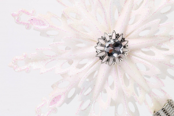 Верхівка для ялинки Сніжинка з присипкою 19 см матова в асортименті 