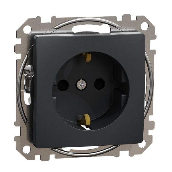 Розетка силова із заземленням Schneider Electric Sedna Design зі шторками без кришки чорний SDD114022