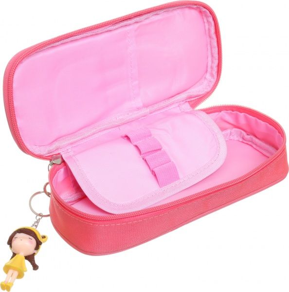 Пенал школьный на молнии Школьница розовый