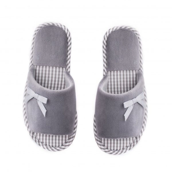 Капці домашні Twins HS-VL велюр/клітинка р. 40 сірий 