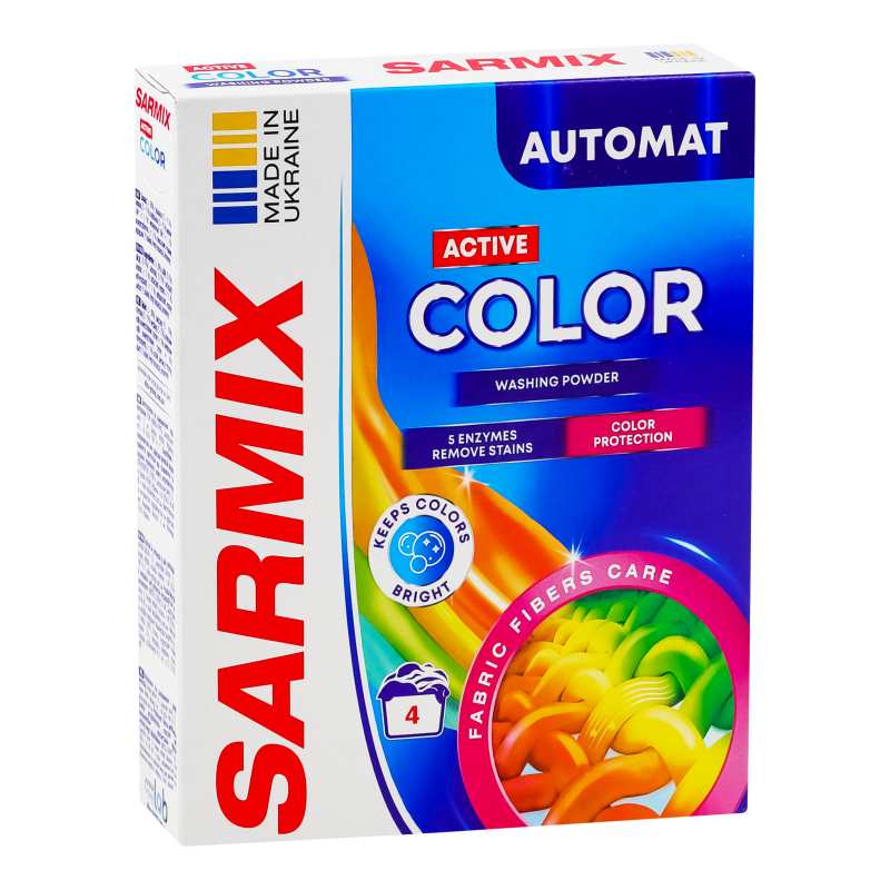 Порошок для машинной и ручной стирки SARMIX Active Color 0,3 кг