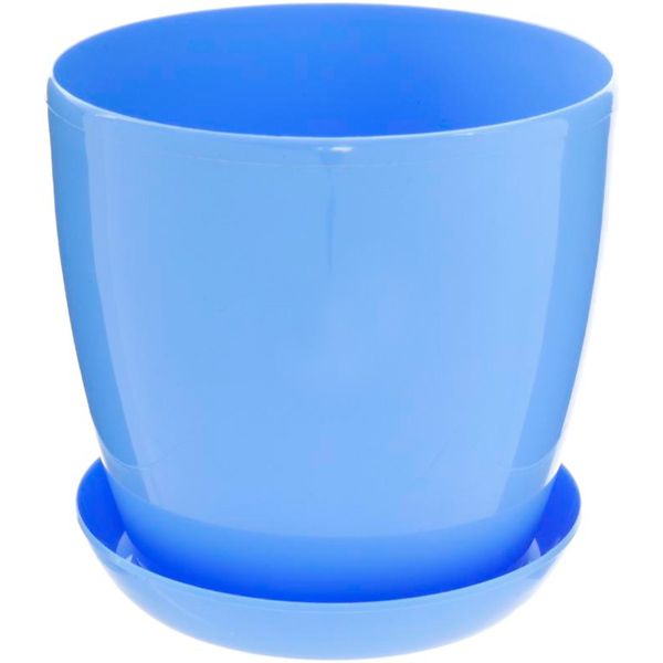 Горшок пластиковый Омела глянцевый круглый 1,4л голубой 