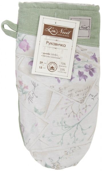 Прихватка-рукавиця Квіточки малинові 15x29 см зелений La Nuit 