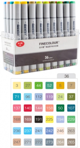 Набор двусторонних маркеров FINECOLOUR Sketchmarker 36 цветов EF100-TB36 разноцветный 