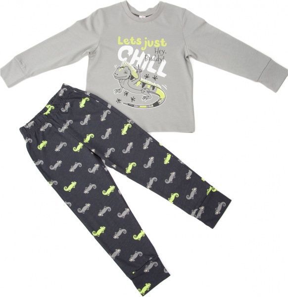 Пижама детская для мальчика Roksana р.134-140 серый с рисунком №1065/12331 