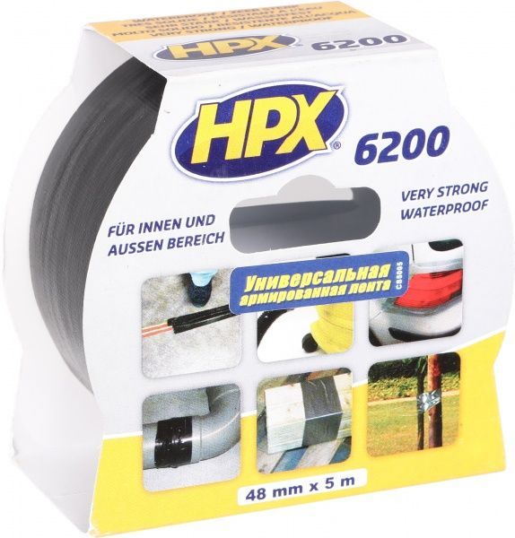 Армована ремонтна стрічка HPX 6200 чорна CS5005 48x0,3 мм 5 м чорний
