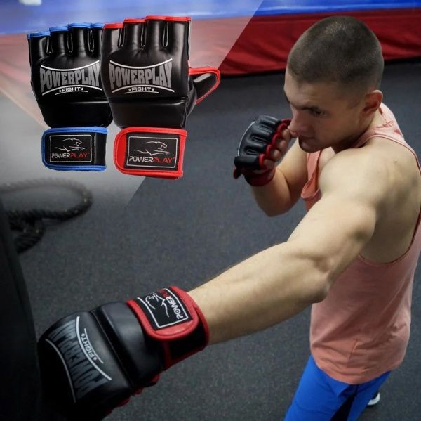 Перчатки для MMA PowerPlay р. XL 7oz 3058 черный с синим