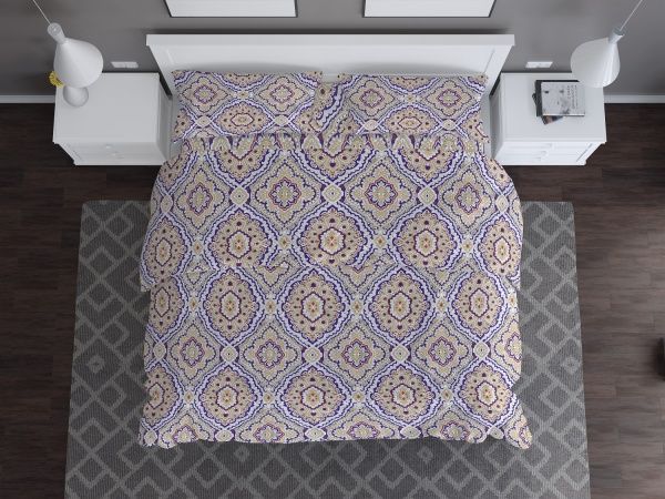 Комплект постельного белья Дамаск евро сине-коричневый Rigel 