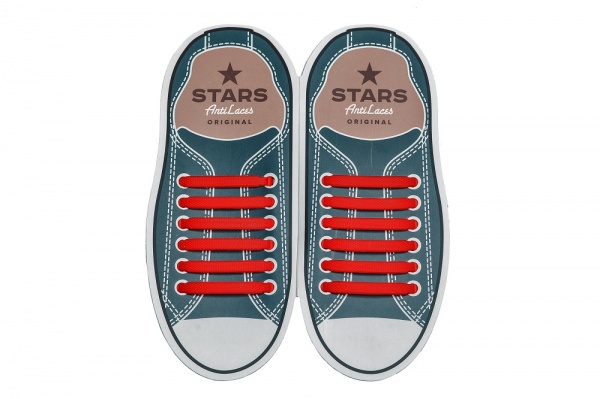 Шнурки силиконовые AntiLaces Stars 56,5 мм 12 шт. красный