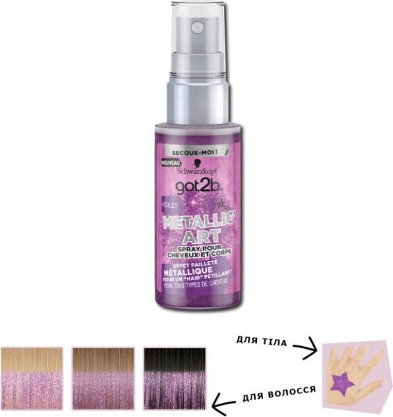 Спрей-блиск Got2b Metallic Art фіолетовий 50 мл