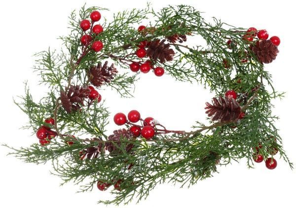 Декорація новорічна Гірлянда хвойна з ягодами і шишками 160 см EPI-EYK8-1305 