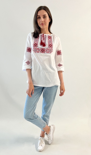 Блуза Едельвіка 38-22/09 орнамент червоно-чорний р. XS 