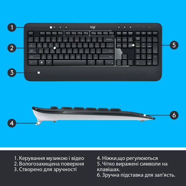Комплект клавіатура та миша Logitech MK540 ADVANCED Wireless Keyboard and Mouse Combo (L920-008685) 