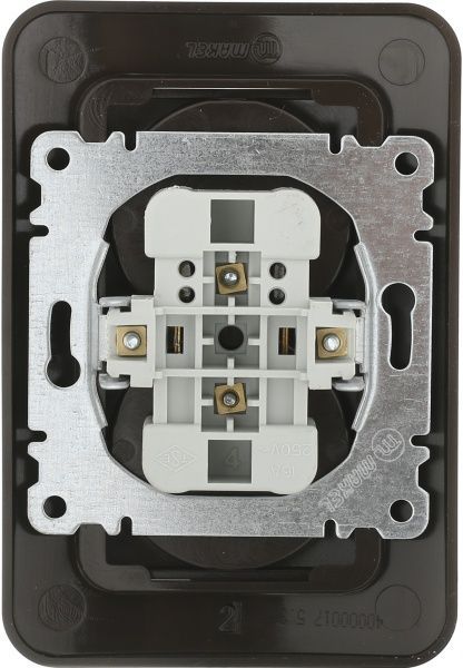 Розетка двойная без заземления Makel Lillium Natural без шторок без крышки коричневый