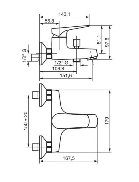 Смеситель для ванны Emmevi Rubinetterie Никла CR89001