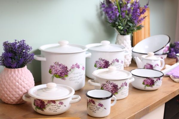 Кастрюля с крышкой эмалированная 7 л Виола Idilia