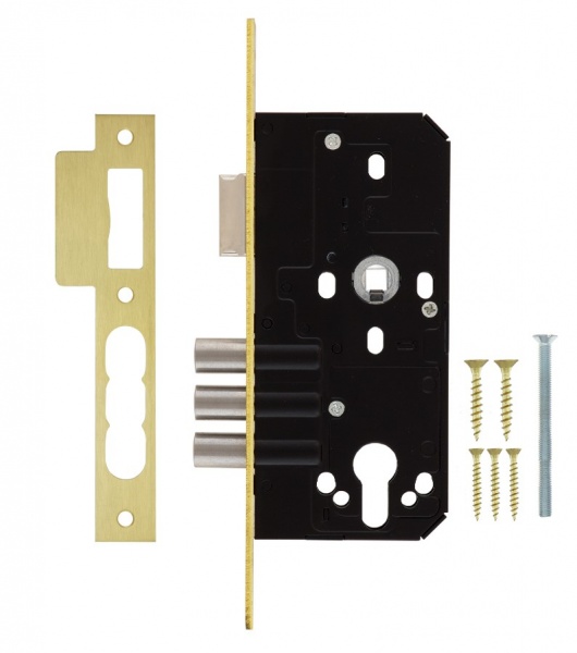 Дверний замок вхідний SANTOS 1-WAY DIN 972 PB UNIV BS55 мм 72 мм латунь