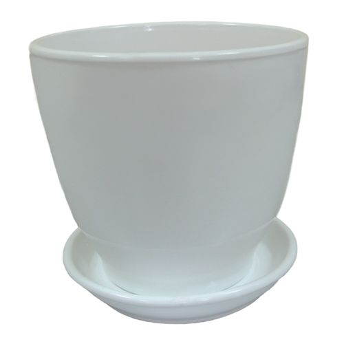 Горщик керамічний Оріана-Запоріжкераміка Кедр №3 круглий 1,6л білий глянець 