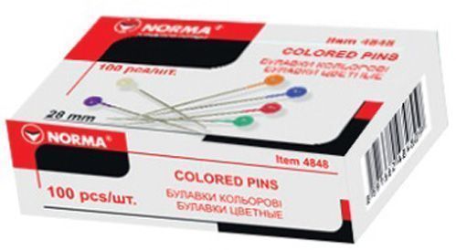 Шпильки офісні NORMA кольорові 28 мм 100 шт. 