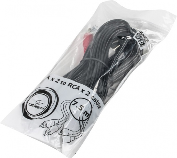 Кабель Cablexpert черный (CCA-2R2R-7.5M) 2 RCA-2RCA 