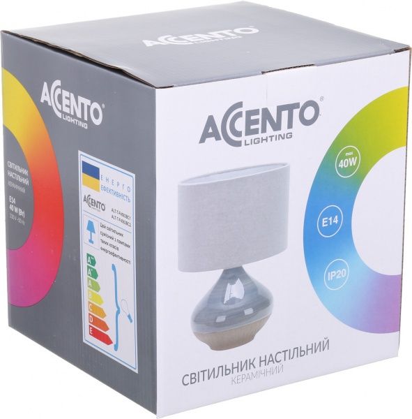 Настільна лампа Accento lighting 1x40 Вт E14 сірий із коричневим ALT-T-F4563BC2 