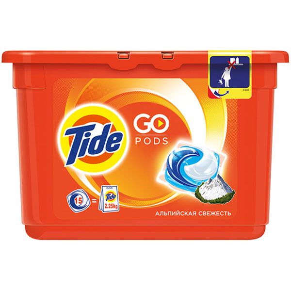 Капсулы для машинной стирки Tide Всё-в-1 Альпийская свежесть 15 шт.
