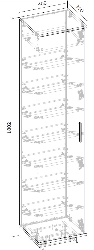 Тумба для обуви Грейд Vesto 1д 1802х400х350 мм дуб эвок прибрежный