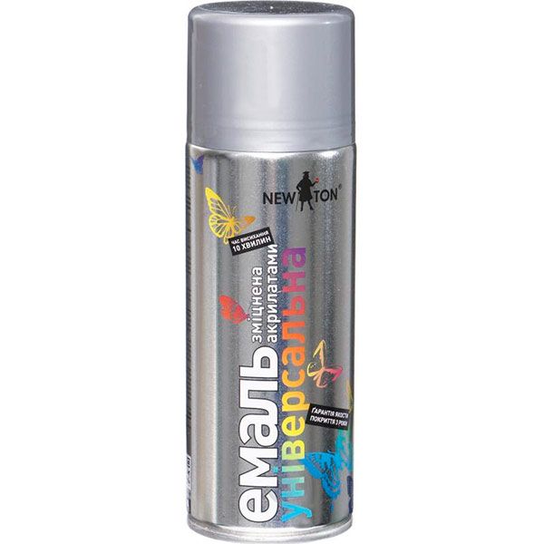 Эмаль аэрозольная New Ton универсальная RAL 9006 серебристый глянец 400 мл