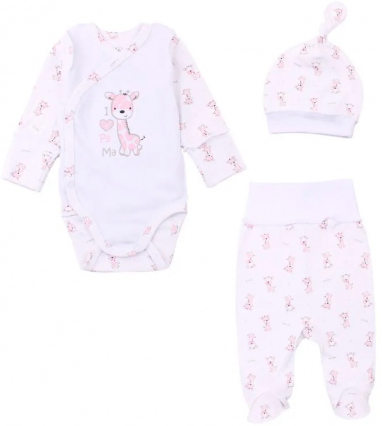 Комплект дитячого одягу Фламінго 433-222 молочний із малюнком р.62 