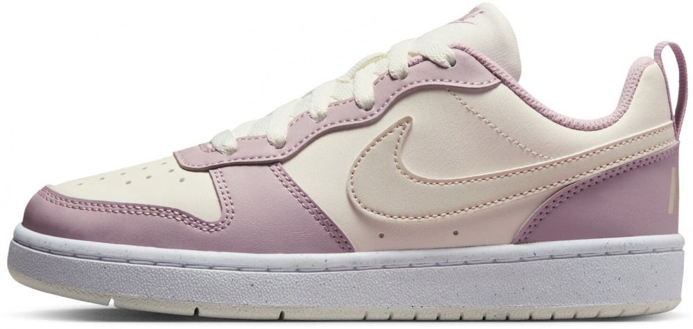 Кроссовки для девочек демисезонные Nike COURT BOROUGH LOW RECRAFT DV5456-129 р.35,5 бежевые с розовым