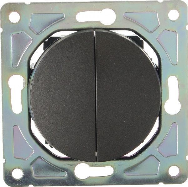 Механизм выключателя двухклавишный HausMark Bela без подсветки 10 А 220В черный SNG-SWP.RD20MG2W1-BK