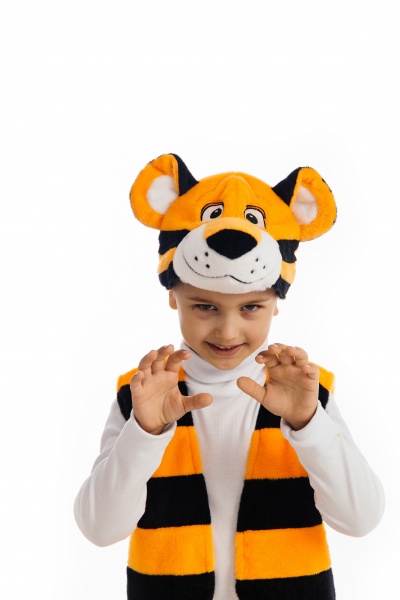 Костюм карнавальний Тигренок для мальчика р.122-128 помаранчевий із чорним 