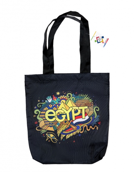 Сумка-шоппер 4PROFI Egypt 40x35 см черный с рисунком 