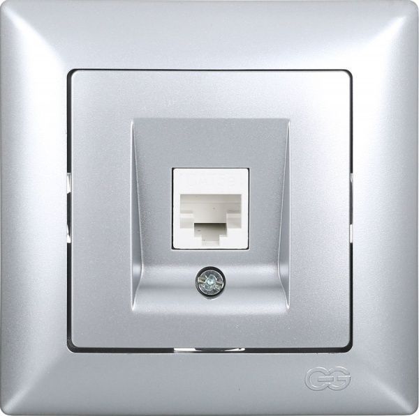 Розетка компьютерная Gunsan Visage серебристый Розетка комп VISAGE