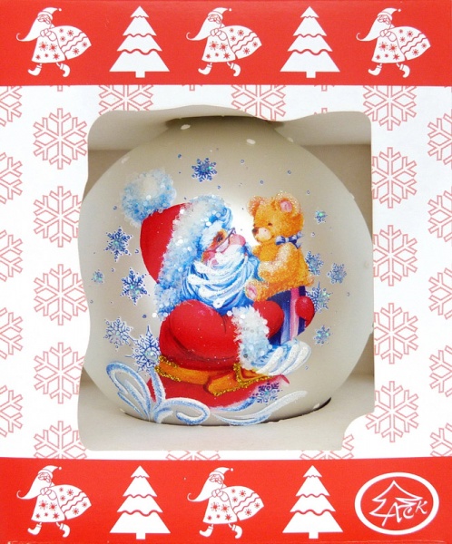 Куля скляна з художнім малюнком 80 мм білий із сріблястим 80Dхд(3)/1