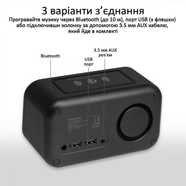 Акустика Promate TimeBase-3 5W IP20 1.1 black 