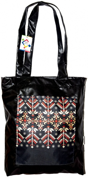 Сумка-шоппер 4PROFI Вышиванка 03 с карманом 40x35 см черный с узором 