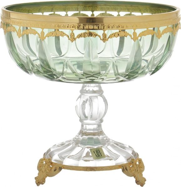 Блюдо на ніжці Capri CP6535 зелене CreArt 
