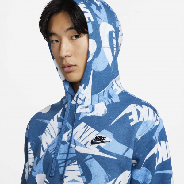 Джемпер Nike M NSW SPE+ BB AOP PO HOODIE RF DM6881-407 р. L синій