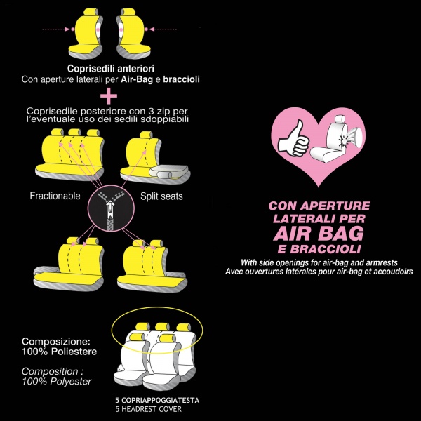 Набір чохлів для сидінь MARANELLO Fodera Univ Spring Flowers чорно-коричневий