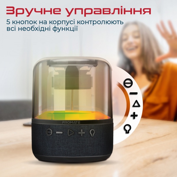Акустична система Promate 1.0 black Glitz-L 10W