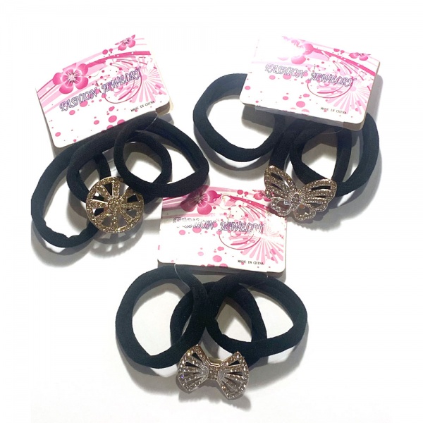 Резинка для волосся MariN N116 мікрофібра з декором 3 шт. 