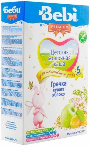 Каша молочна Bebi від 5 місяців гречана з курагою та яблуком 3838471019996 200 г 