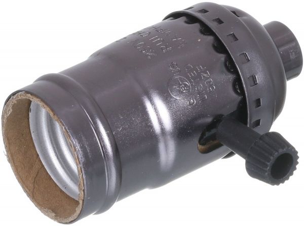 Патрон электрический EMT c выключателем 15 E27 пластик черный 22-0144У