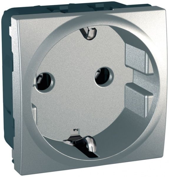 Розетка із заземленням Schneider Electric Unica 16 А 250 В без шторок алюміній mgu3.036.30