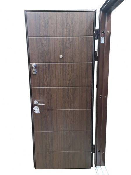 Двері вхідні Булат Гарант гладкі 156 Вуличні дуб темний 2050x850мм праві