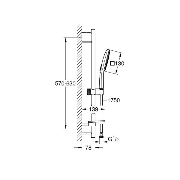 Душовий гарнітур Grohe Vitalio SmAct Cube 130 9,5 л 