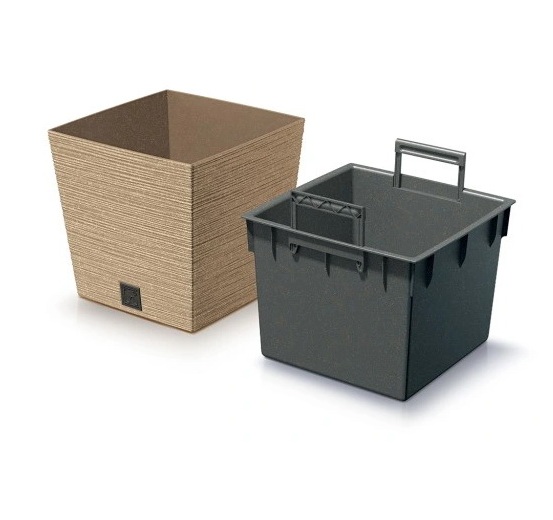 Горшок для цветов Prosperplast Furu Eco Wood 240 мм низкий с вкладышем бежевый квадратный 10 л (60031-4665) 