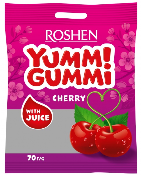 Цукерки жувальні Roshen yummi gummi cherry 70 г 