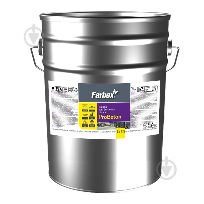 Краска для бетонных полов и бетона акриловая Farbex ProBeton мат жёлтый 12л 12кг